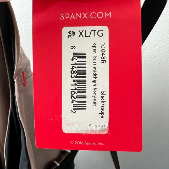 New SPANX 10048R Open Bust Reversible Mid Thigh Bodysuit Black / Taupe XL - Picture 9 of 9